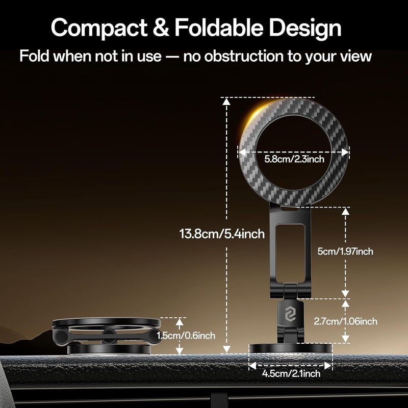 Syncwire Fits MagSafe Car Mount, Magnetic Phone Holder for Car Dashboard, [Flexible Three-axis] 360° Rotation Magnetic Car Mount Strong Magnets Car Phone Holder for iPhone 17 16 15 14 Pro Max - Image 3